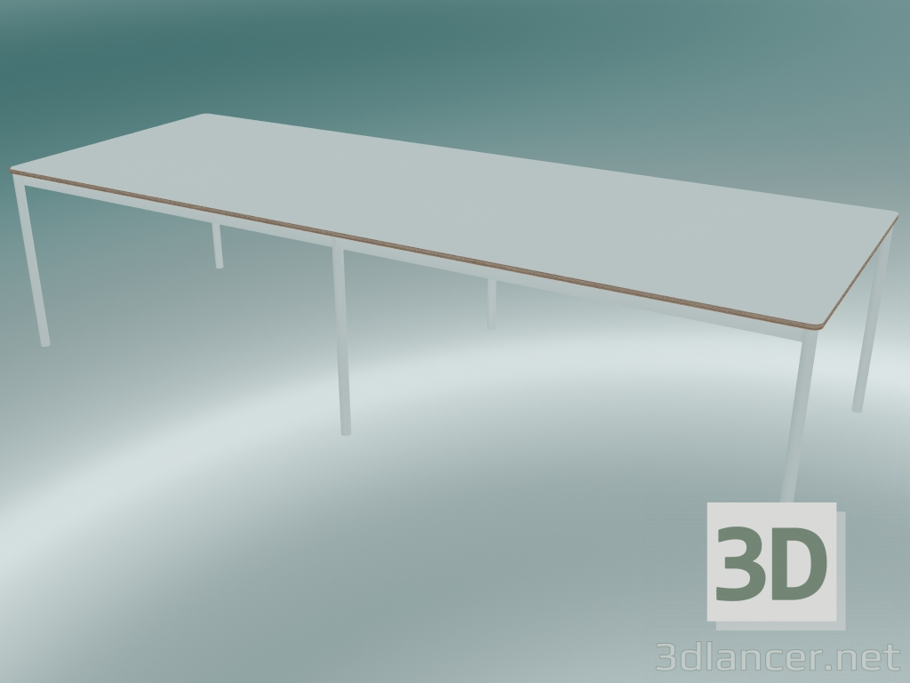 modello 3D Tavolo rettangolare Base 300x110 cm (Bianco, Compensato, Bianco) - anteprima