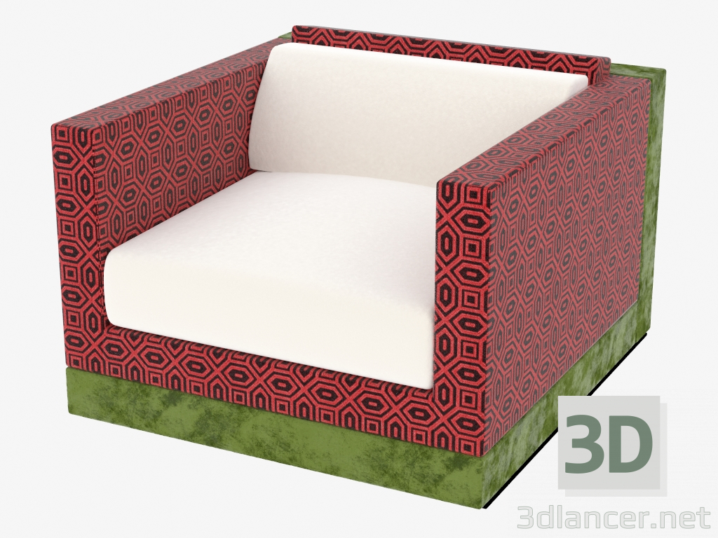 3D Modell Gepolsterter Sessel - Vorschau