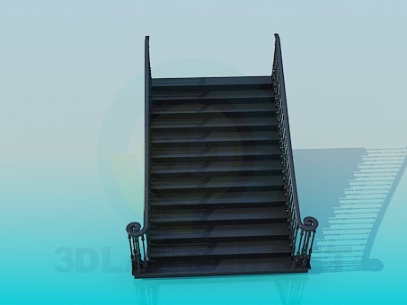 3d модель Прямая широкая лестница – превью