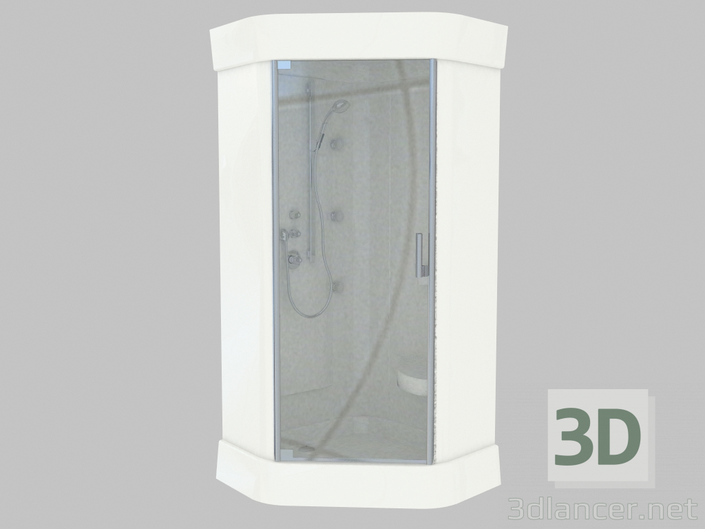 modèle 3D Cabine de douche d'angle avec remplissage interne - preview