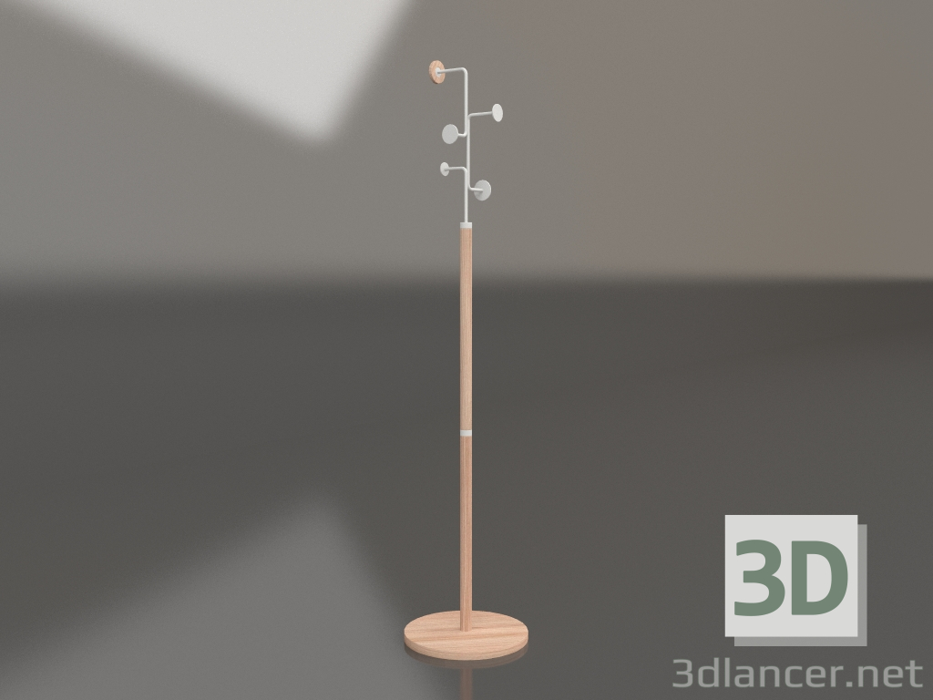 modello 3D Gancio appendiabiti da pavimento (bianco) - anteprima