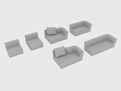 Vários elementos de um sofá modular WELLES