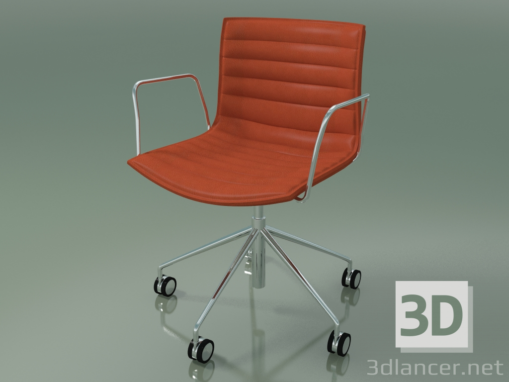 3d model Chair 0296 (5 wheels, with armrests, with leather upholstery) - preview