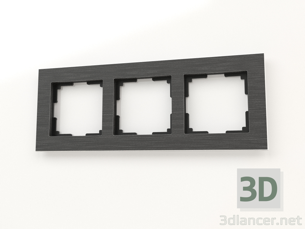 3D Modell Rahmen für 3 Pfosten (schwarzes Aluminium) - Vorschau