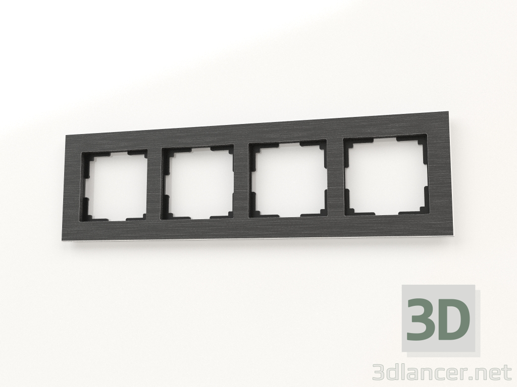 3D Modell Rahmen für 4 Pfosten (schwarzes Aluminium) - Vorschau