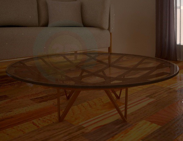 modèle 3D Table ronde en verre, avec structure en bois - preview