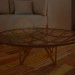 modello 3D Tondo tavolo fatto di vetro con di legno struttura - anteprima