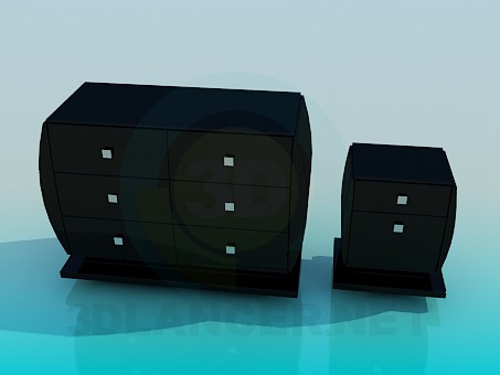 3d model Chest of drawers and nightstand in the set - preview