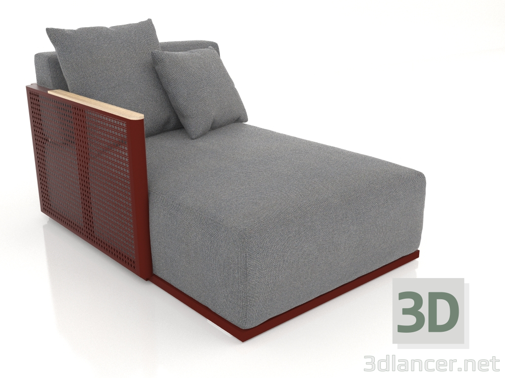 modello 3D Modulo divano sezione 2 sinistra (Rosso vino) - anteprima