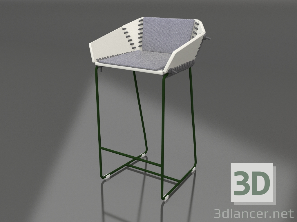 3 डी मॉडल पीछे वाली सेमी-बार कुर्सी (बोतल हरी) - पूर्वावलोकन