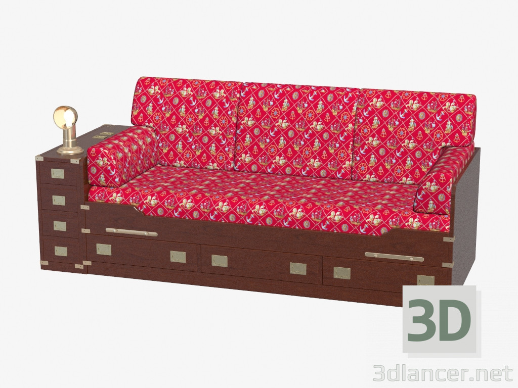 3D Modell Sofa im nautischen Stil mit Schubladen (Art. 503) - Vorschau