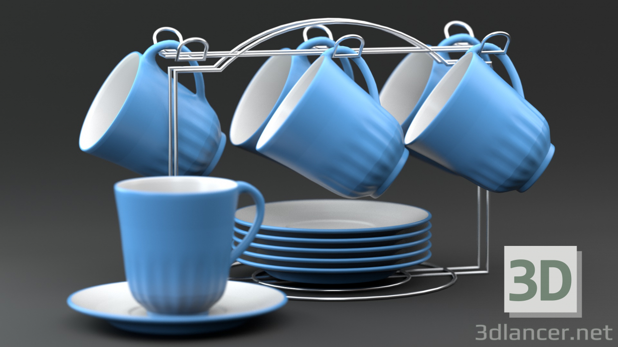3d model Juego de té en un soporte - vista previa