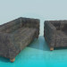 Modelo 3d Conjunto de sofá e cadeira - preview
