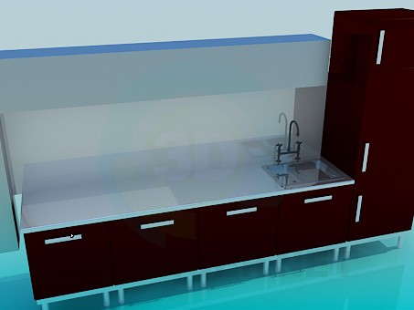 3d model Hi-Tech kitchen - preview