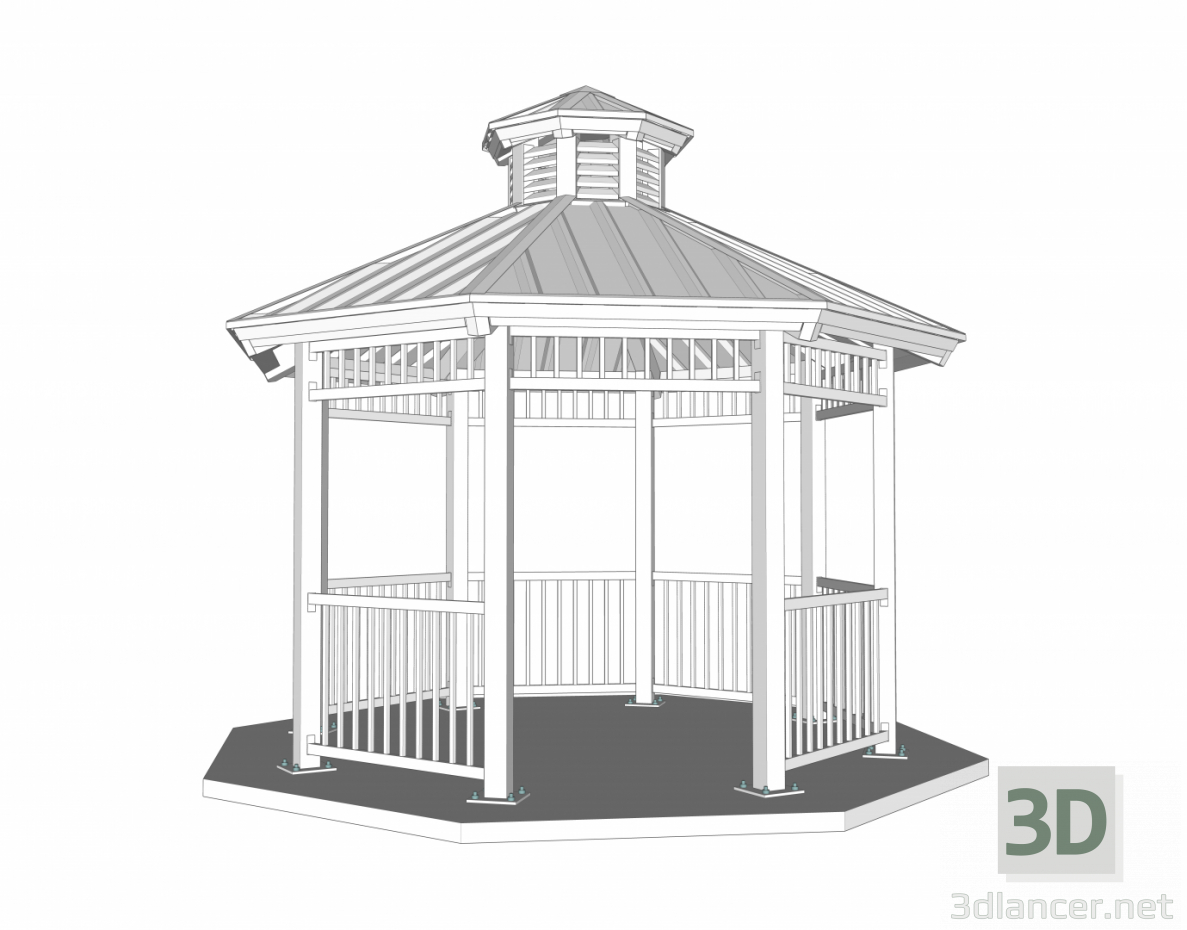 3D Modell Achteckiger Pavillon - Vorschau