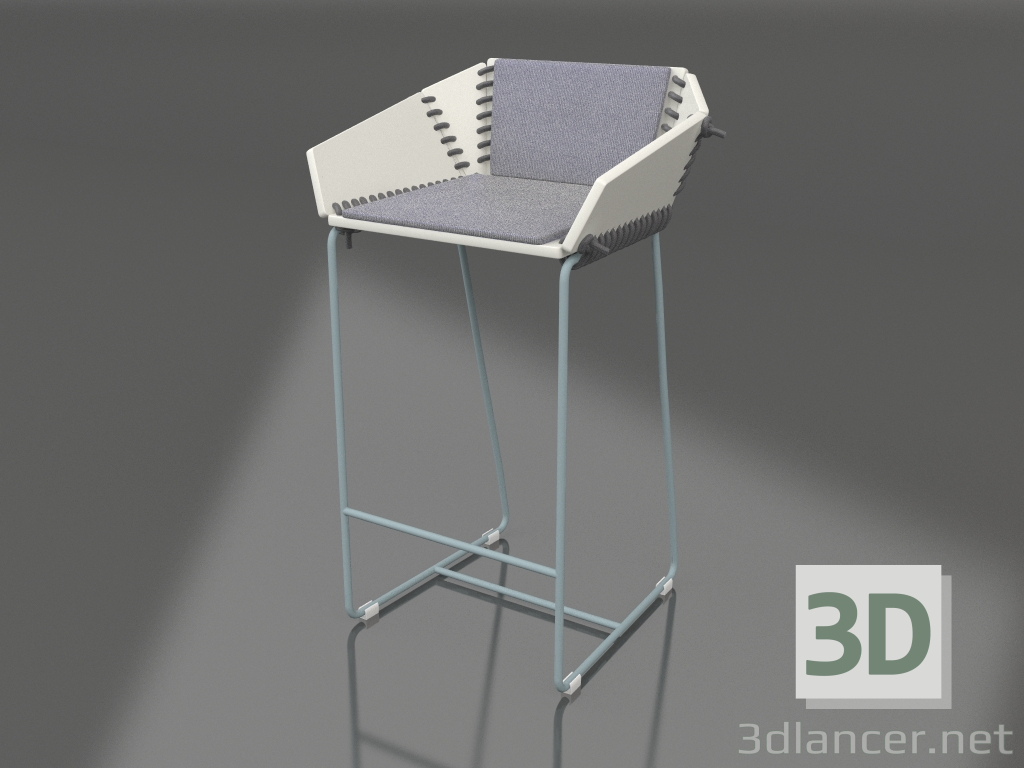 3D modeli Sırtlı yarım bar sandalyesi (Mavi gri) - önizleme