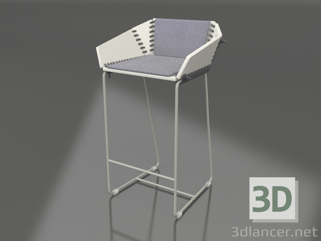 3D Modell Halbbarstuhl mit Rückenlehne (Zementgrau) - Vorschau