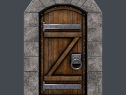 Antica porta in legno (animata) modello 3d