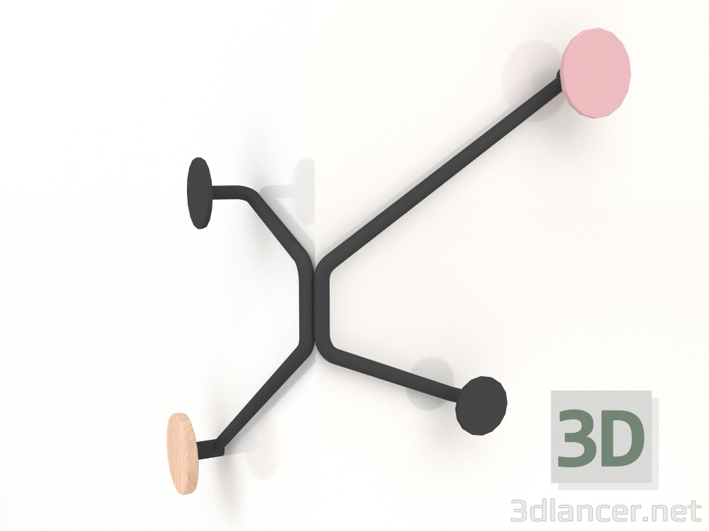 3 डी मॉडल बाहरी कोने पर वॉल हैंगर हुक (हल्का गुलाबी) - पूर्वावलोकन