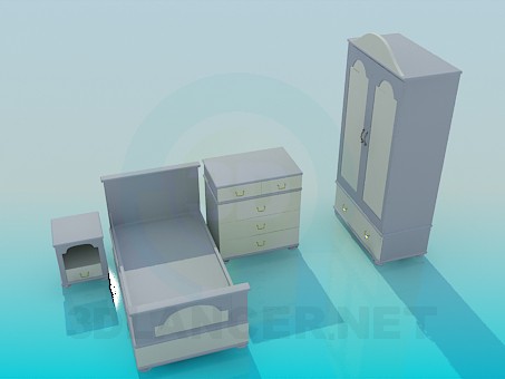 3d модель Меблі в дитячу спальню – превью