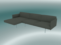 Divano con sedia a sdraio contorno, sinistra (Fiord 961, alluminio lucidato)