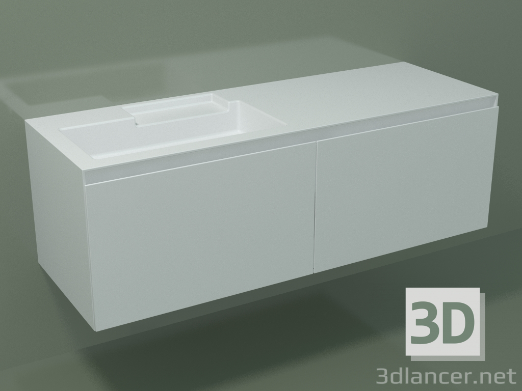 3D Modell Waschbecken mit Schublade (sx, L 144, P 50, H 48 cm) - Vorschau