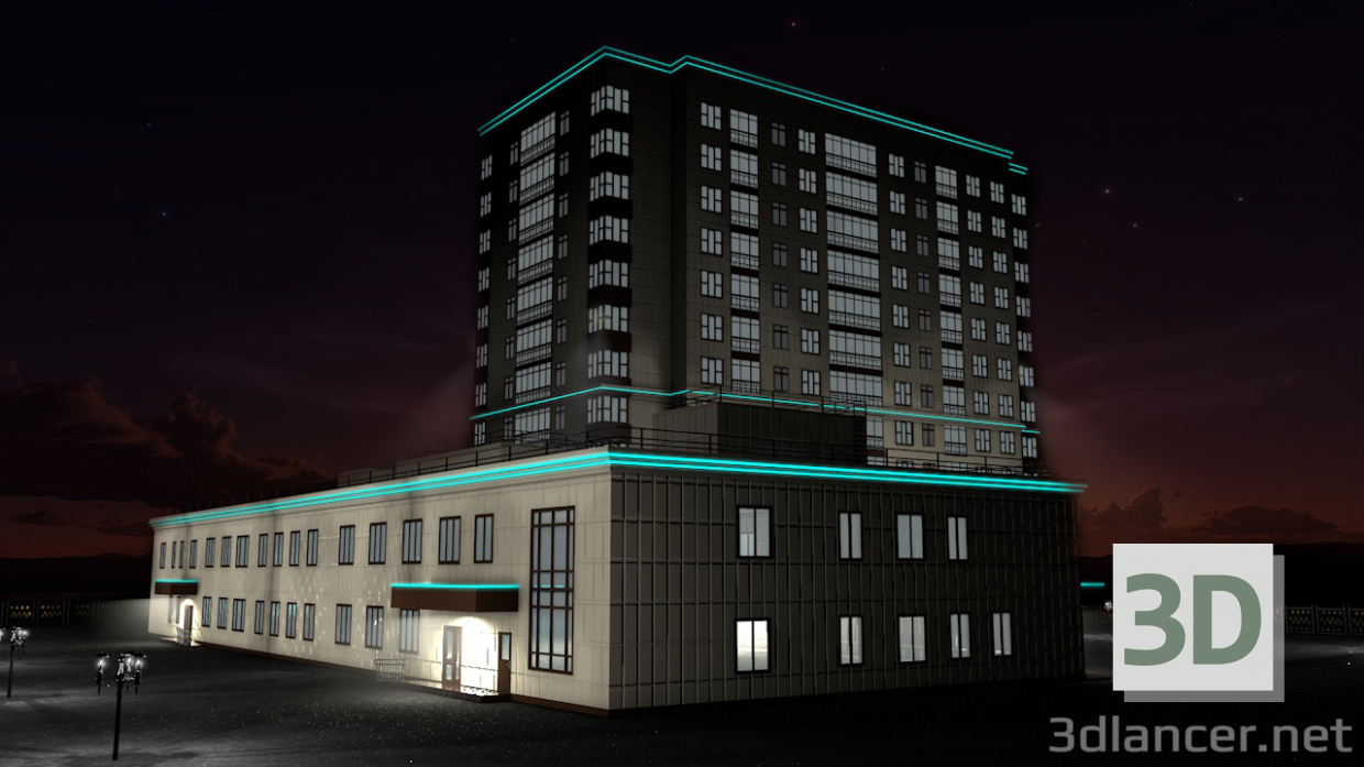 Hauswohnung mit Beleuchtung 3D-Modell kaufen - Rendern