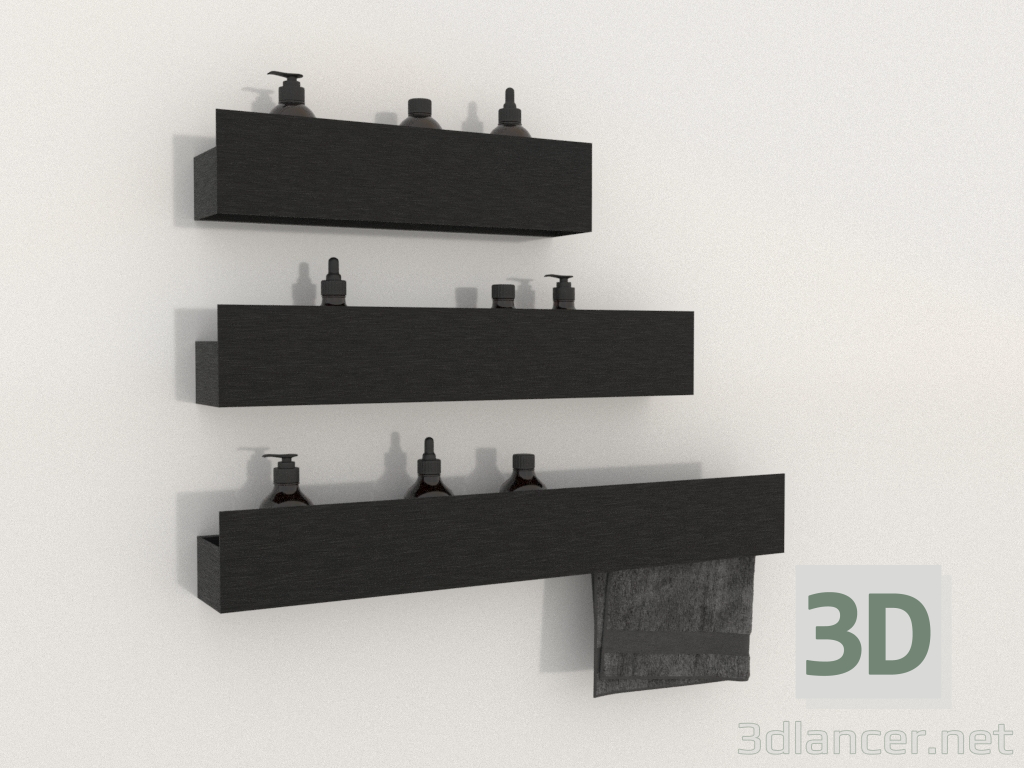 3D modeli Banyo rafları (siyah) BOCA LINE - önizleme