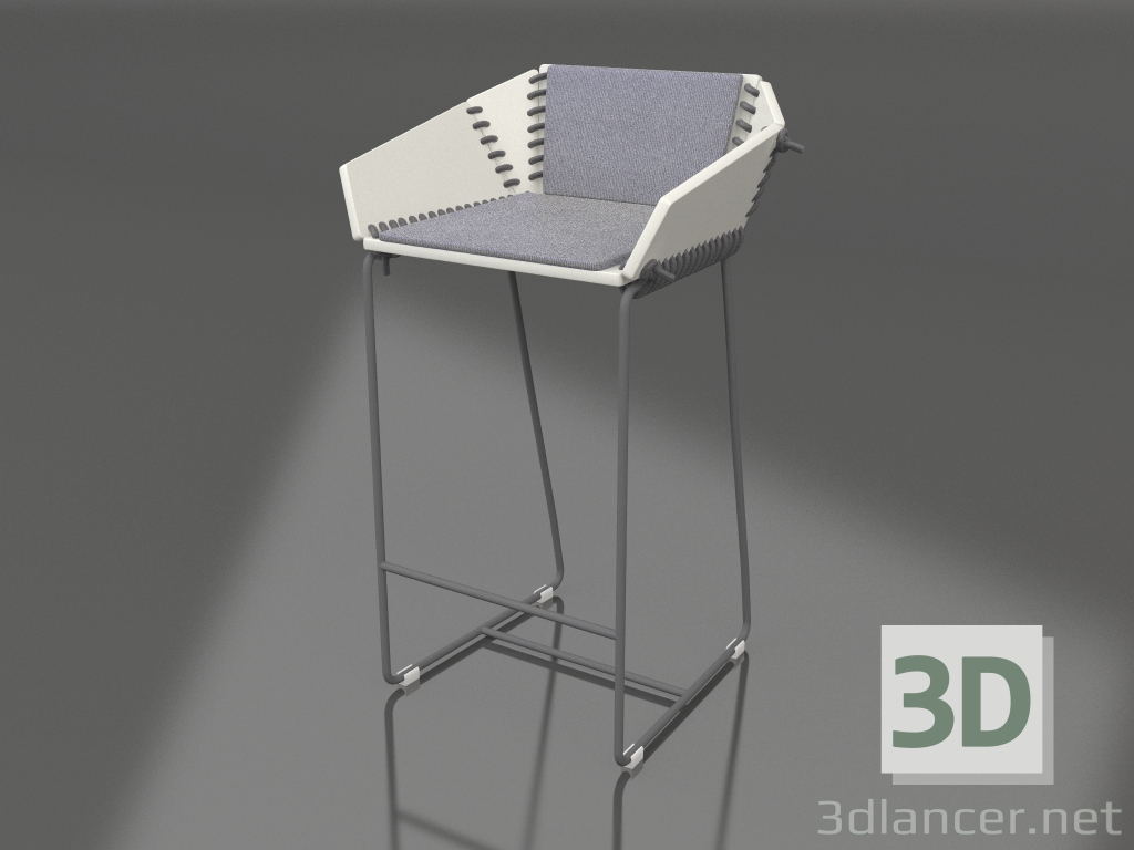 3D Modell Halbbarstuhl mit Rückenlehne (Anthrazit) - Vorschau