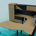 Modelo 3d Mesa, prateleira do armário e gabinete do espaço de trabalho - preview