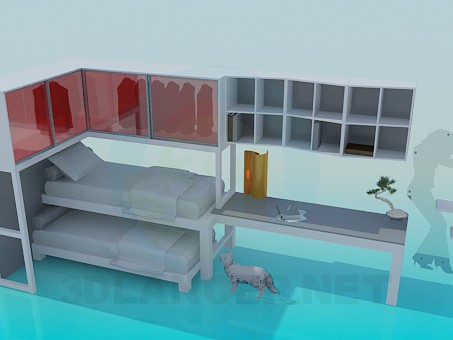 3D modeli Ranza, dolap ve masa seti - önizleme