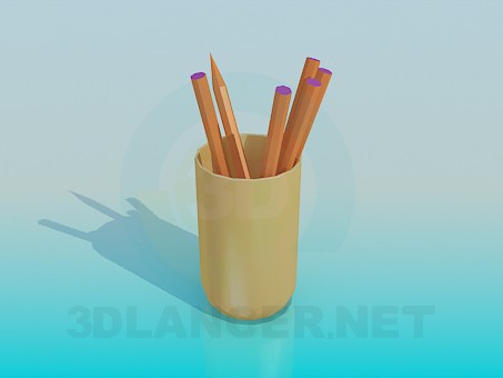 3d model Glass with pencils - preview