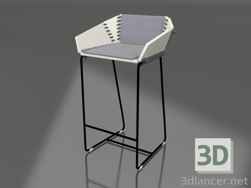 Modelo 3d Cadeira semi-bar com encosto (Preto) - preview