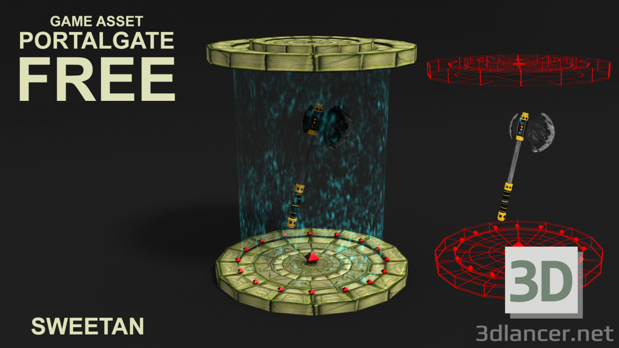 3d model juego Portal Gate low poly - vista previa