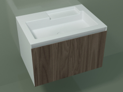 Washbasin with drawer (L 72, P 50, H 48 cm, Noce Canaletto O07)