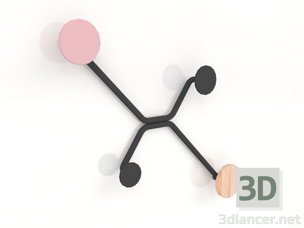 modello 3D Gancio appendiabiti da parete (Rosa chiaro) - anteprima