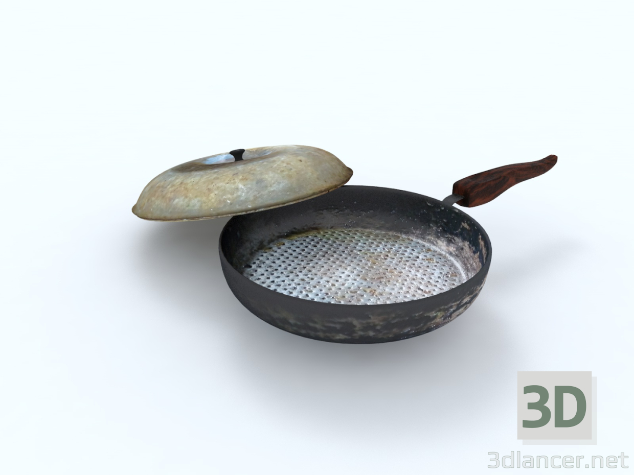 modèle 3D Poêle à frire expérimentée (réelle) - preview