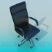 3d model Black leather chair on wheels - preview