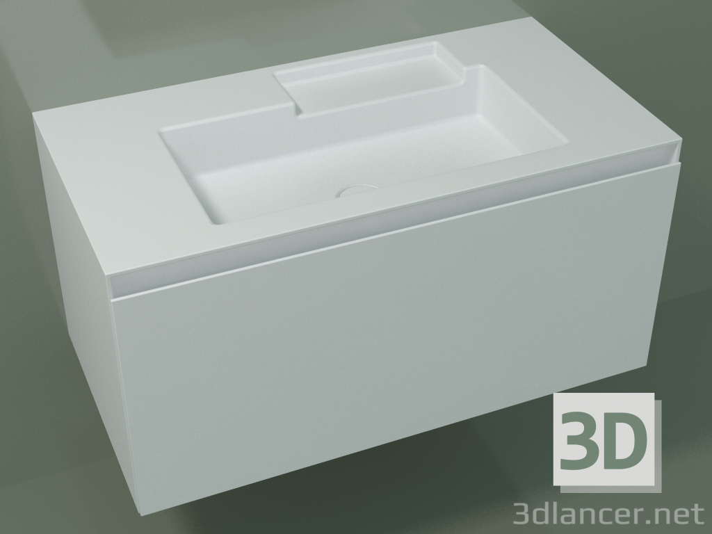 modello 3D Lavabo con cassetto (L 96, P 50, H 48 cm) - anteprima