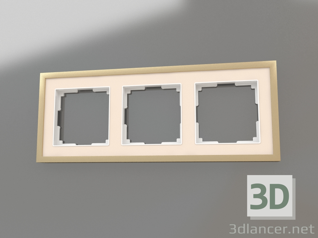 modello 3D Telaio per 3 montanti Baguette (ottone avorio) - anteprima