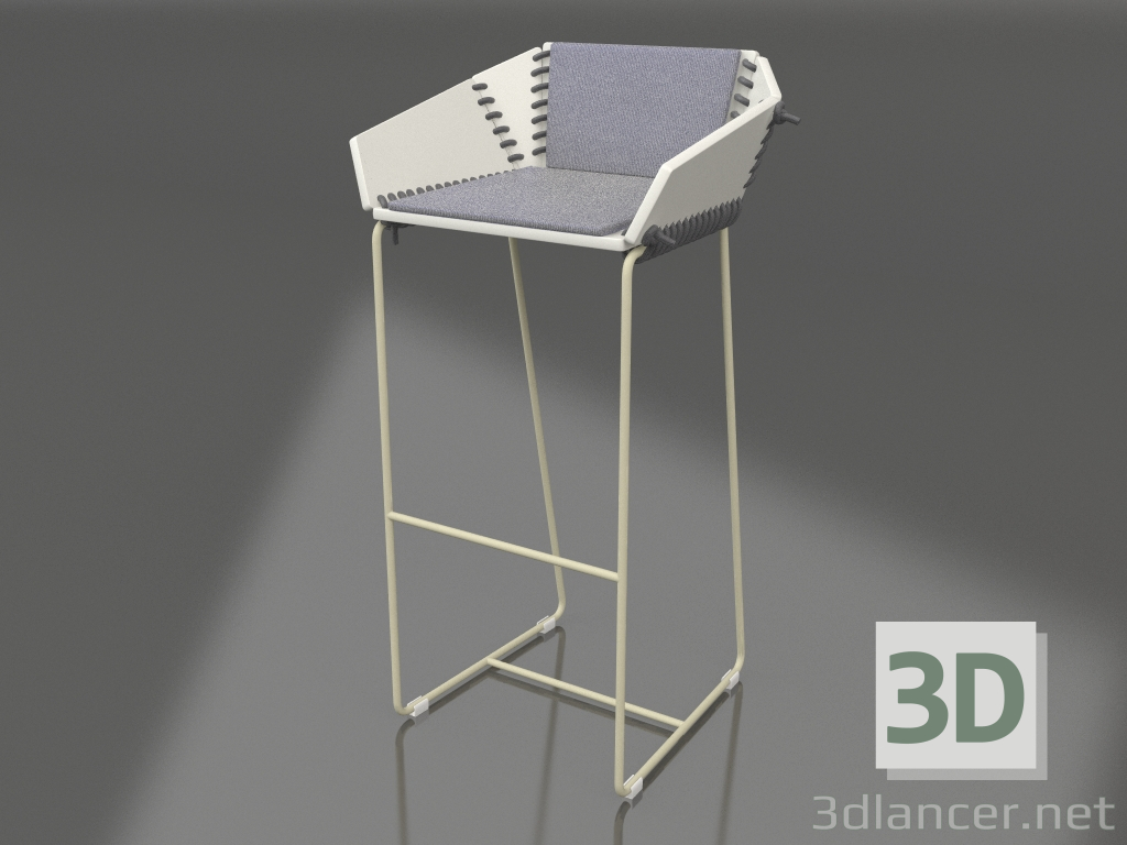 3d model High chair with back (Gold) - preview