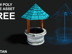 3D Well low poly game asset