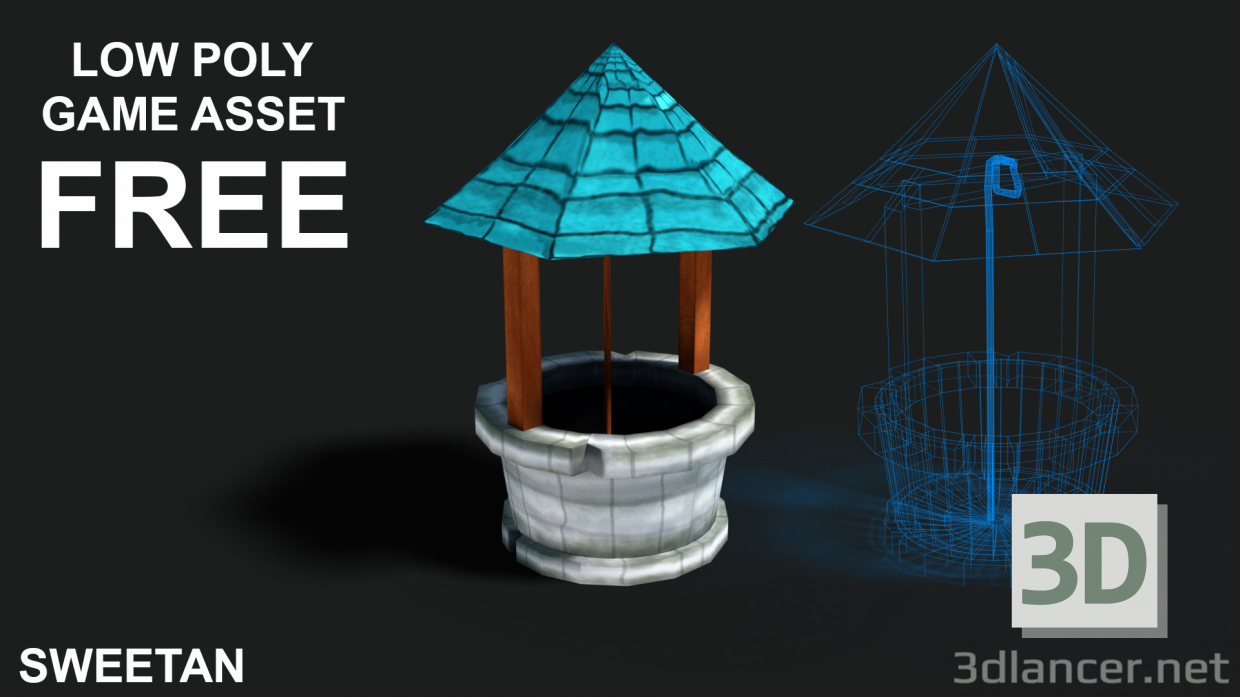3d model 3D Well low poly game asset - preview