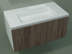 Washbasin with drawer (L 96, P 50, H 48 cm, Noce Canaletto O07)