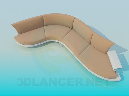 modèle 3D Canapé avec socle incurvé - preview