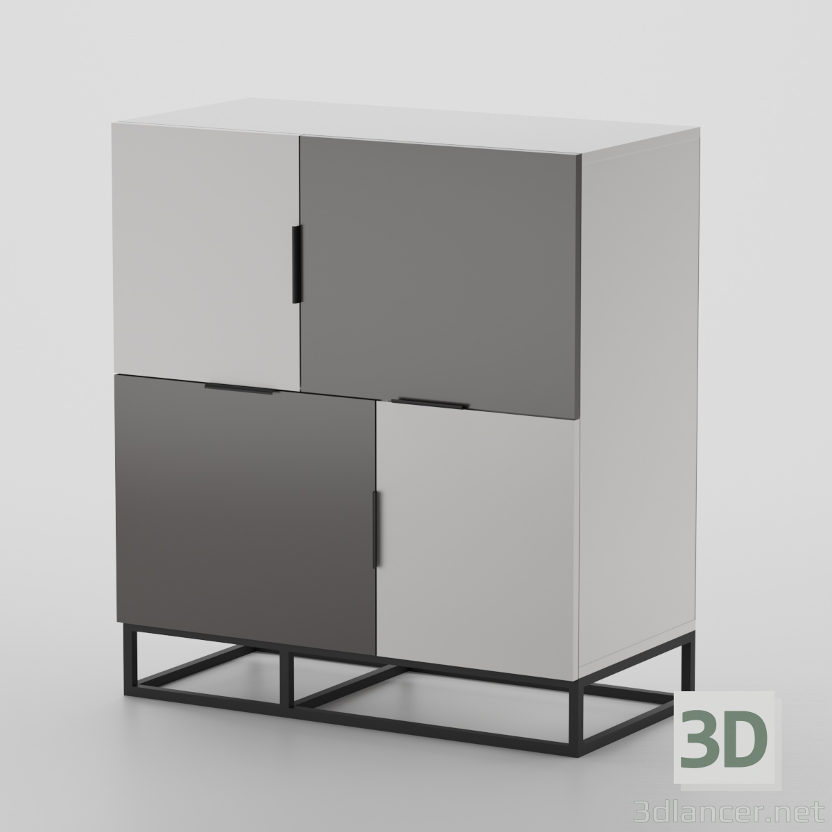 3 डी दराज की छाती-मचान-शुद्ध-4-दरवाजे मॉडल खरीद - रेंडर