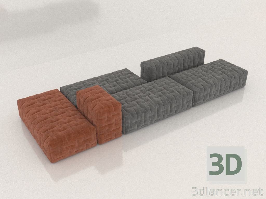modello 3D Divano componibile BOCA FOO-FIVE - anteprima
