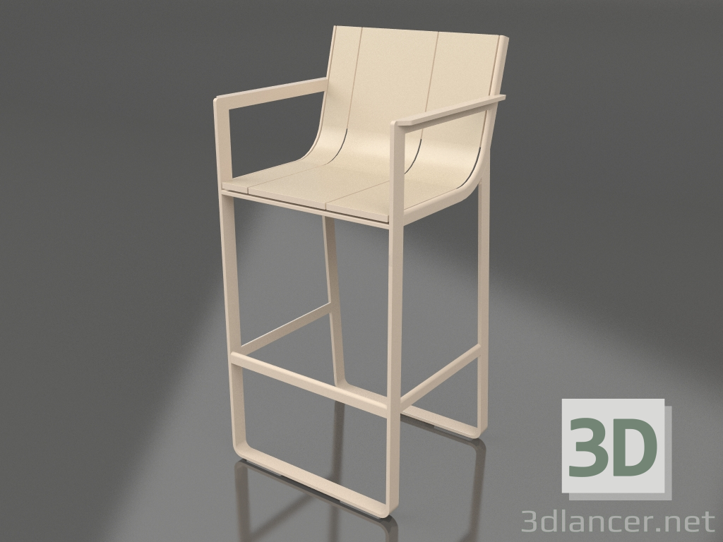 modello 3D Sgabello con schienale alto e braccioli (Sabbia) - anteprima