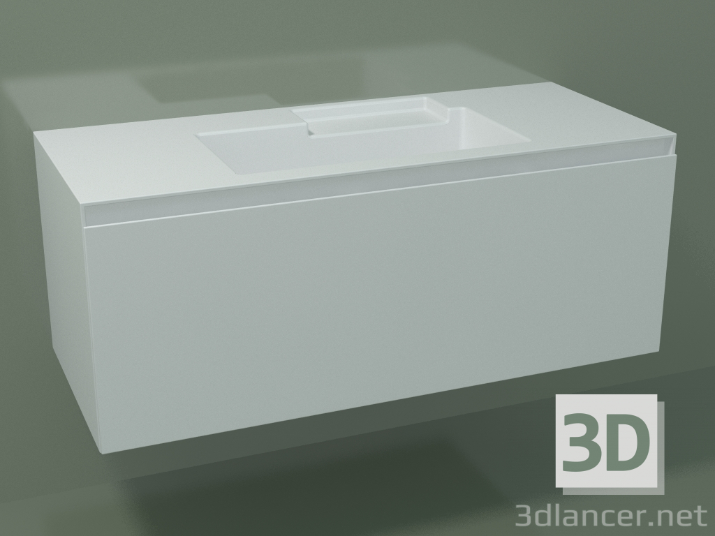 modèle 3D Lavabo avec tiroir (L 120, P 50, H 48 cm) - preview