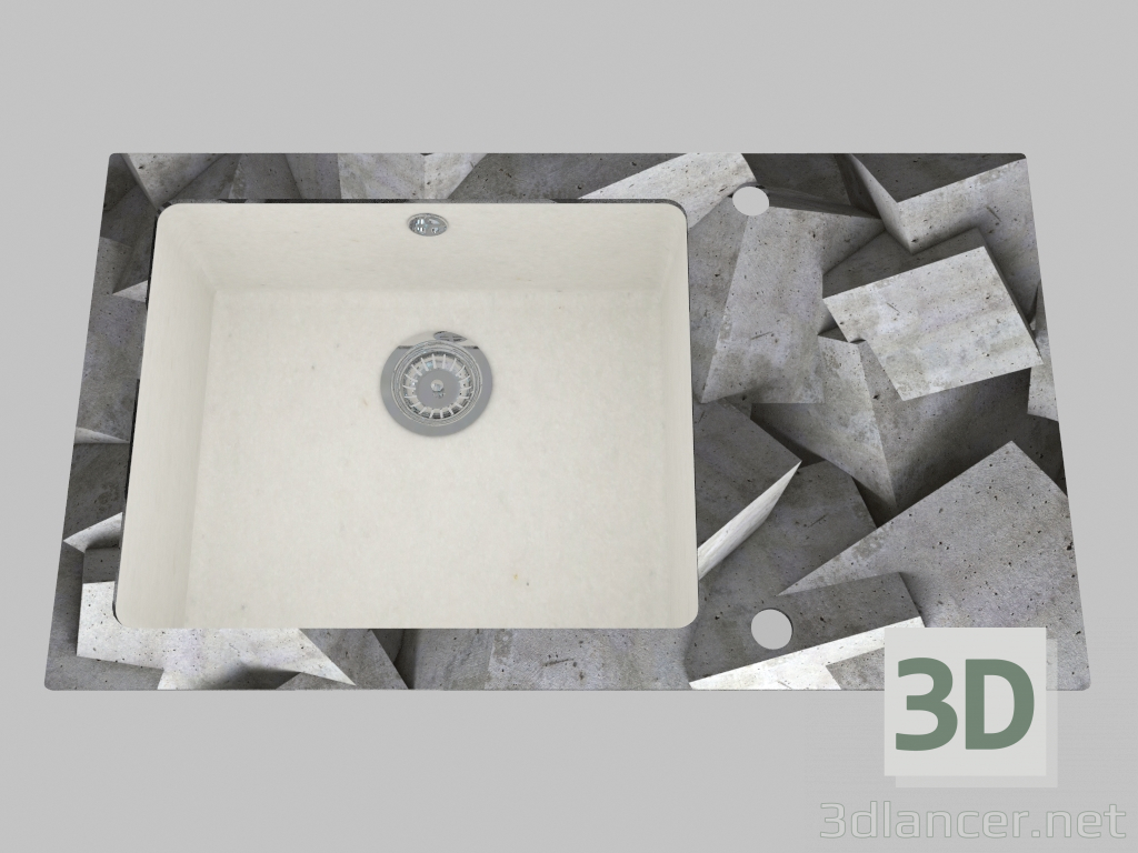3d model Washing glass-granite, 1 chamber with a wing for drying - Edge Diamond Capella (ZSC AB2C) - preview